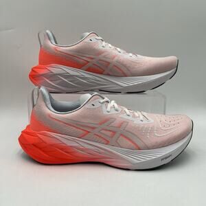 Mens Size 13 ASICS Novablast 4 White Sunrise Red Running Shoes 1011B845 100